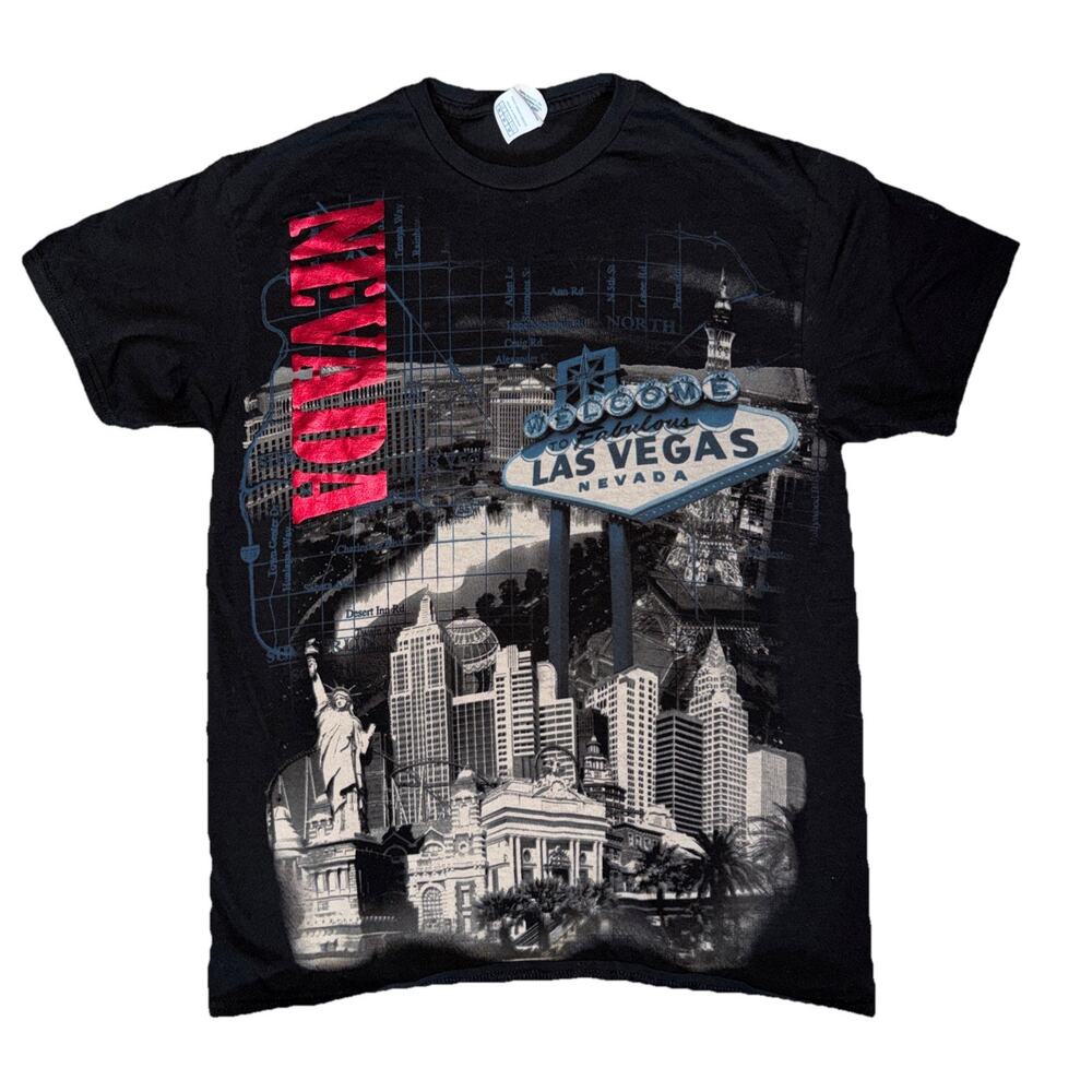 Retro AllOver Print Las Vegas Nevada Casino Skyline T-Shirt Men’s Size M